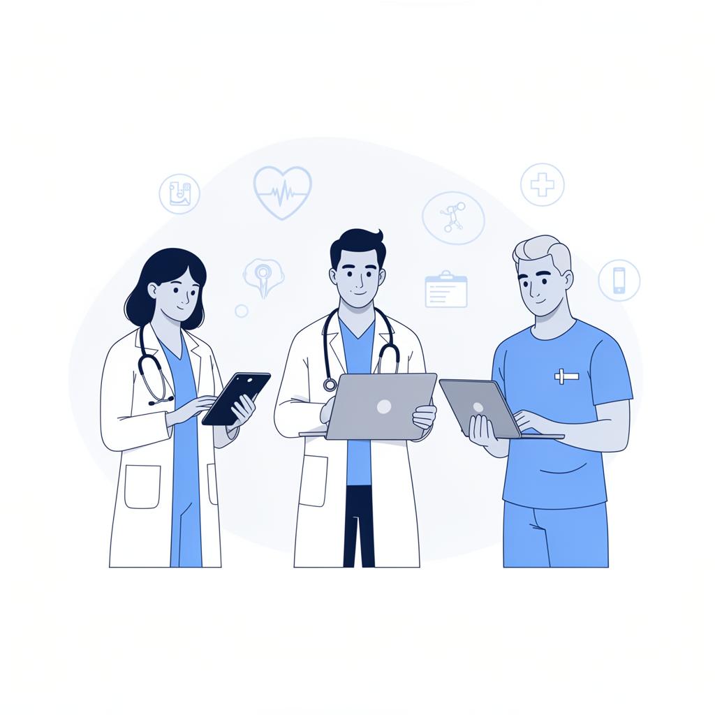 Professionnels de santé utilisant des outils numériques AJJ Solutions